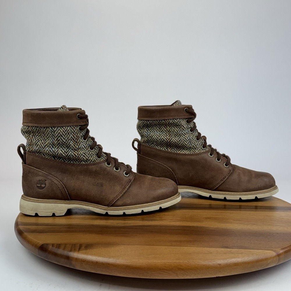 Womens‎ Timberland Earthkeepers Bramhall Harris Brown Leather Tweed Boots Size 6